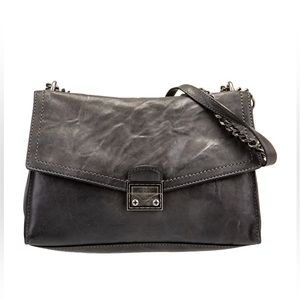 [0045] Frye Ella Flap Leather Shoulder bag in grey with convertible strap
